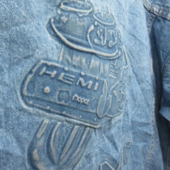 Cummins Hemi Denim Jacket Embossed Mens XL Made In USA Vintage - Picture 5 of 7